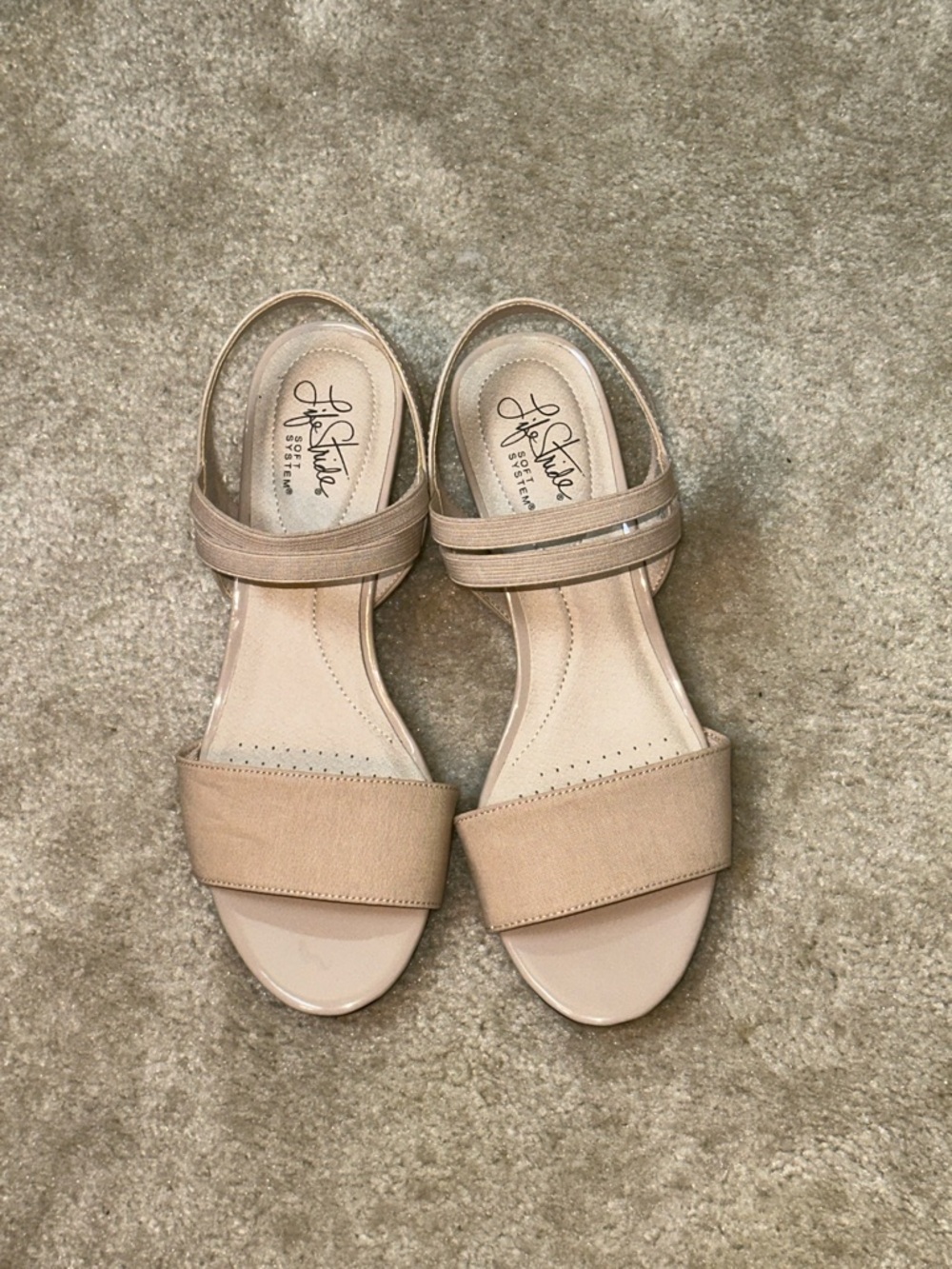 Life Stride Nude/Tan Double-Strap Slingback Sandals